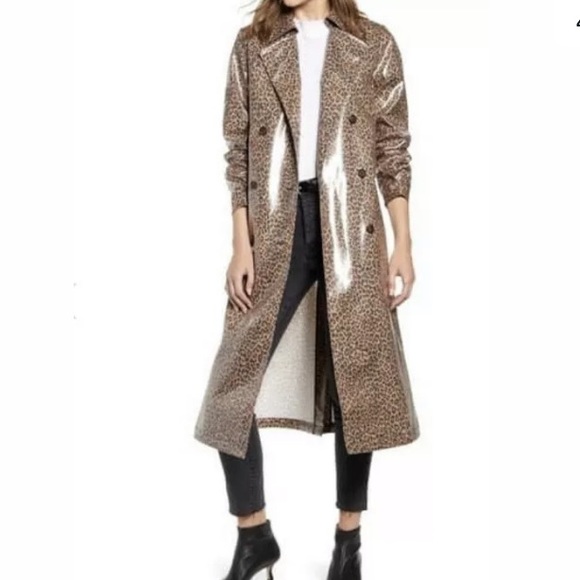 Something Navy Jackets & Blazers - Something navy waterproof leopard trench med